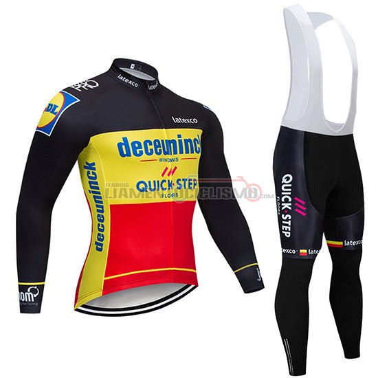 Abbigliamento Ciclismo Deceuninck Quick Step Manica Lunga 2019 Nero Giallo Rosso